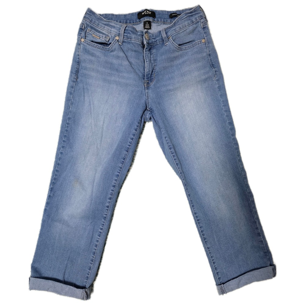 Nine West Chrystie Capri Women's Blue Denim Jeans Size 6 Cuffed Crop Casual (C)